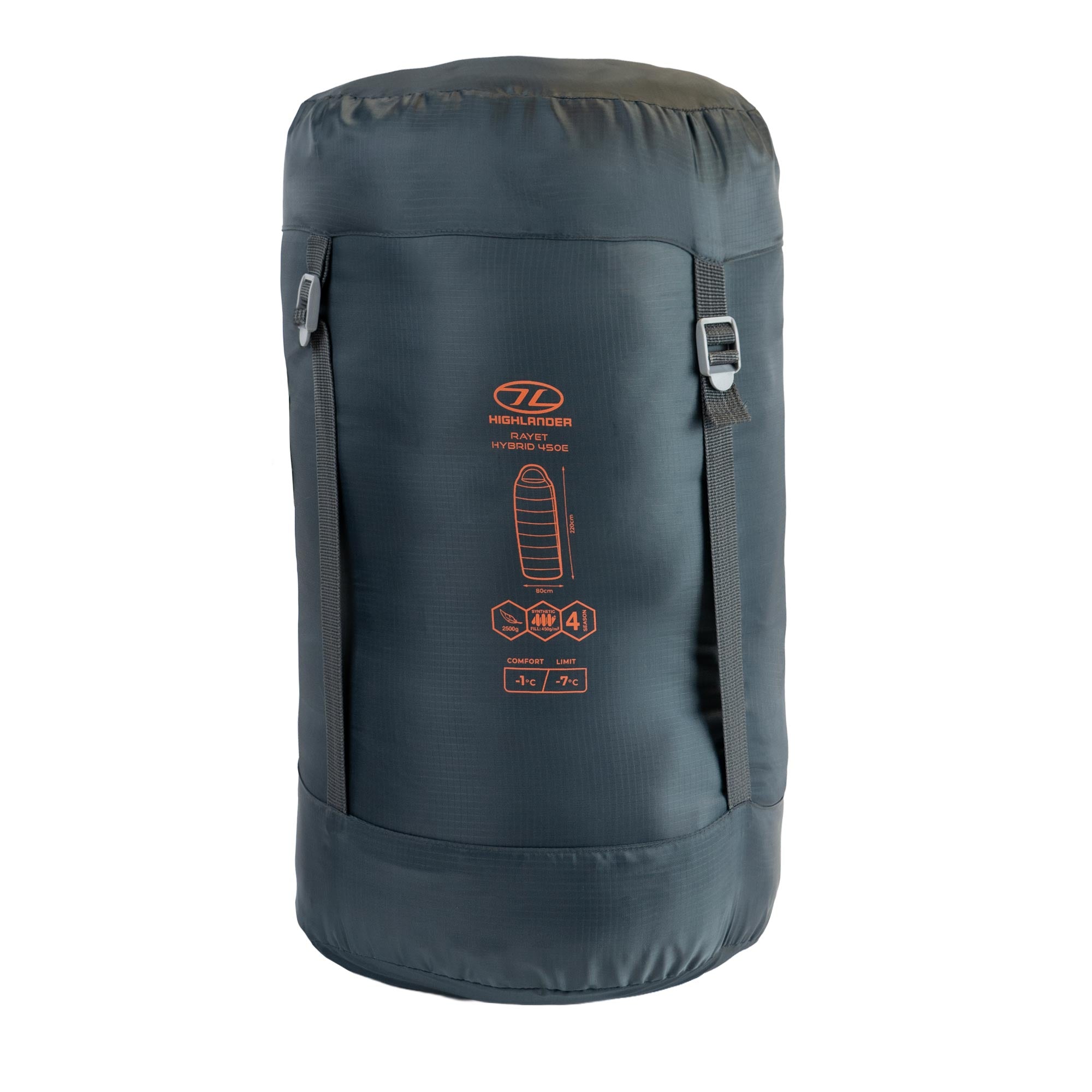 Rayet RAYET 450 Hybrid Sleeping Bag, DARK GREY– Highlander Outdoor